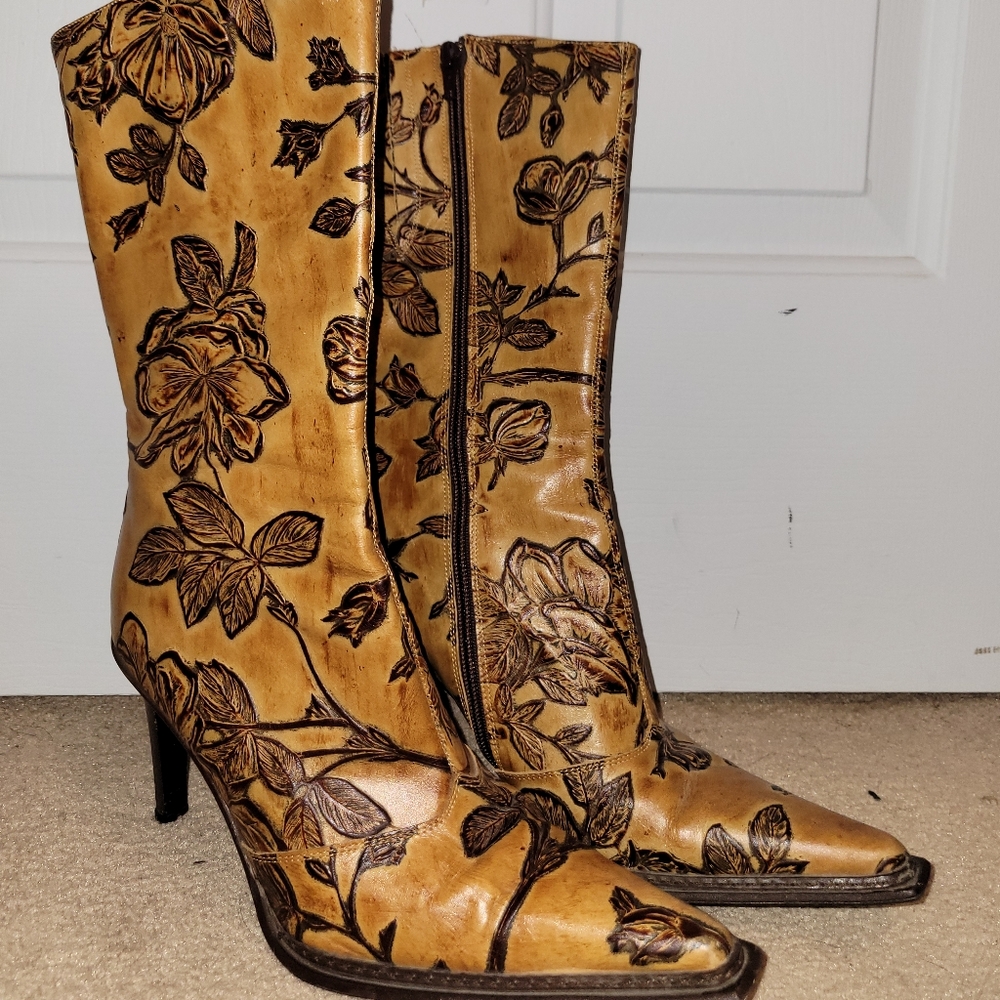 Andrew Steven's Leather Floral Boots